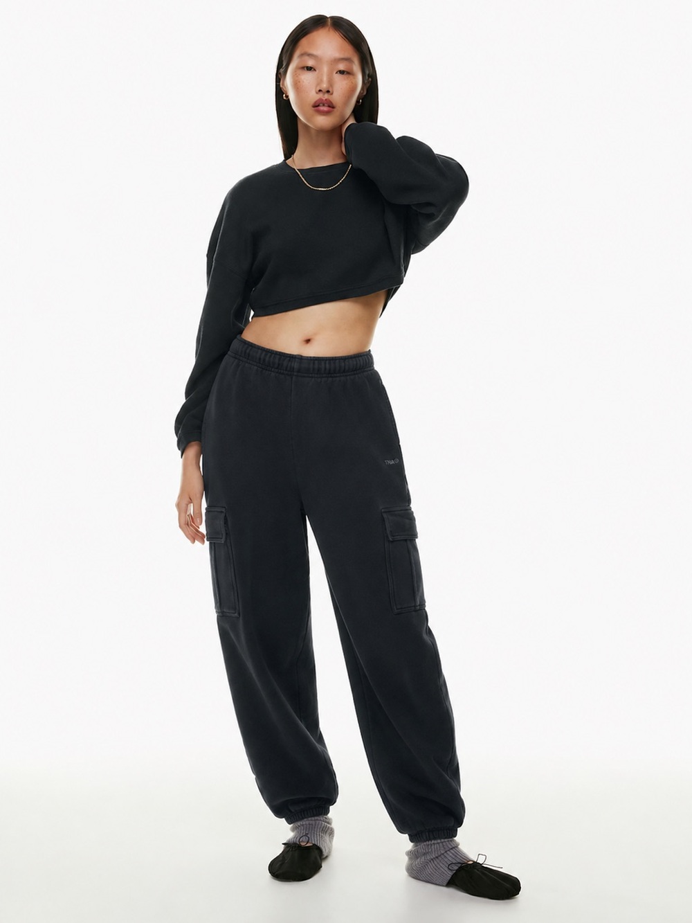 Aritzia TNA Medium Black Sweatfleece Mega Fit Joggers